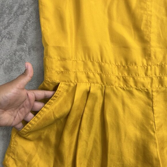 Rag & Bone Dune Romper Womens 6 Old Gold Silk Casual Spaghetti Strap V-Neck USA - Picture 8 of 12